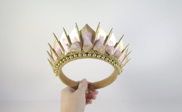 Rose Quartz Gold Blade Crown