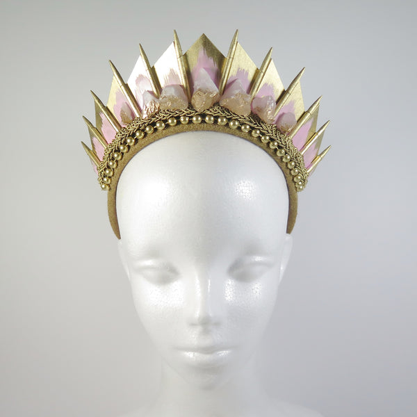 Rose Quartz Gold Blade Crown